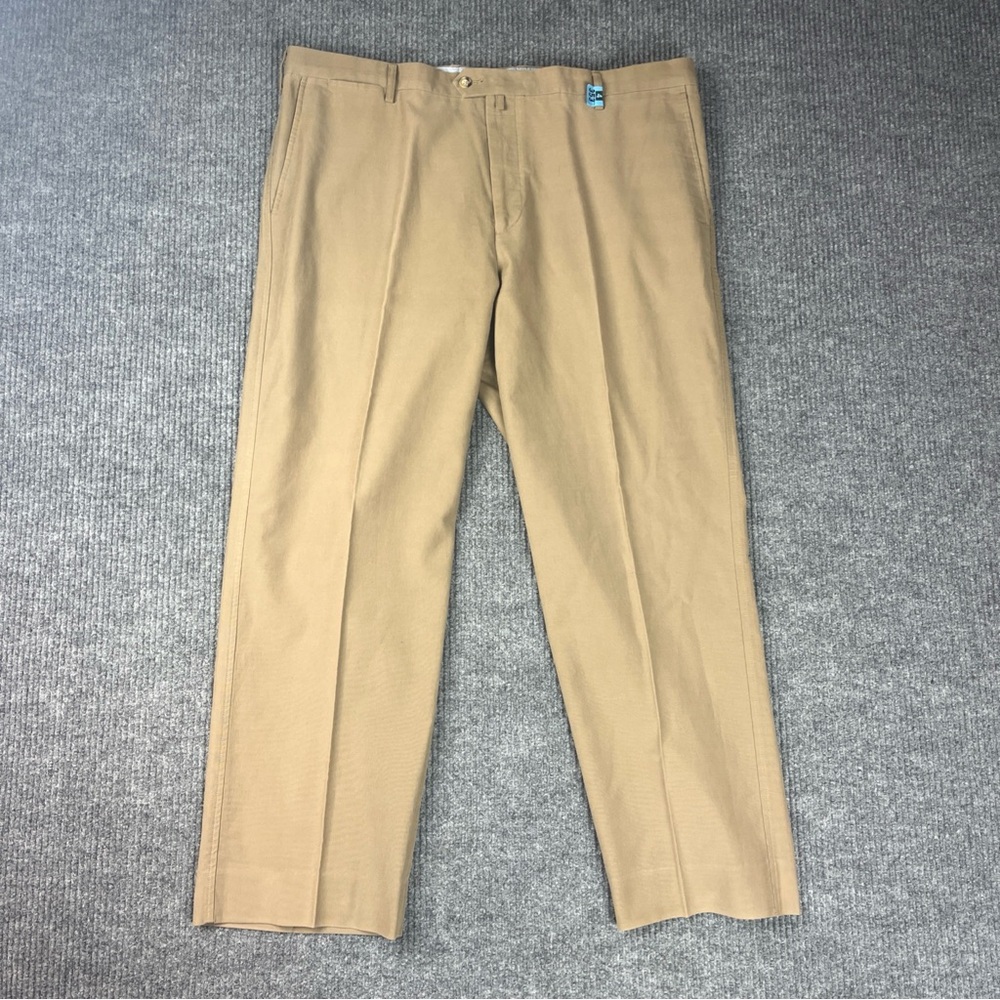 Faconnable  Pants Mens 42x30 Brown Mole Skin Pleated Chino Trousers Workwear